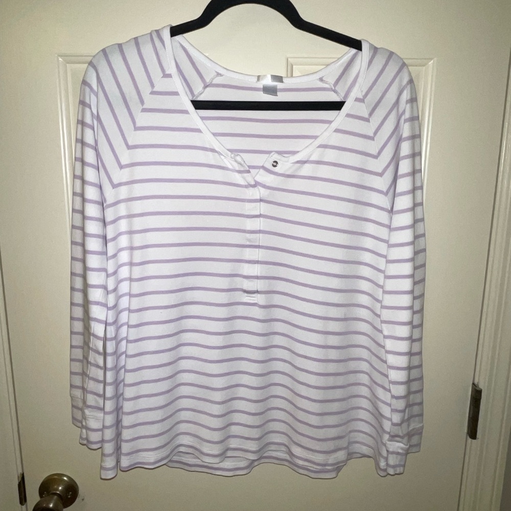 Striped Purple and White Women's Pajama Top